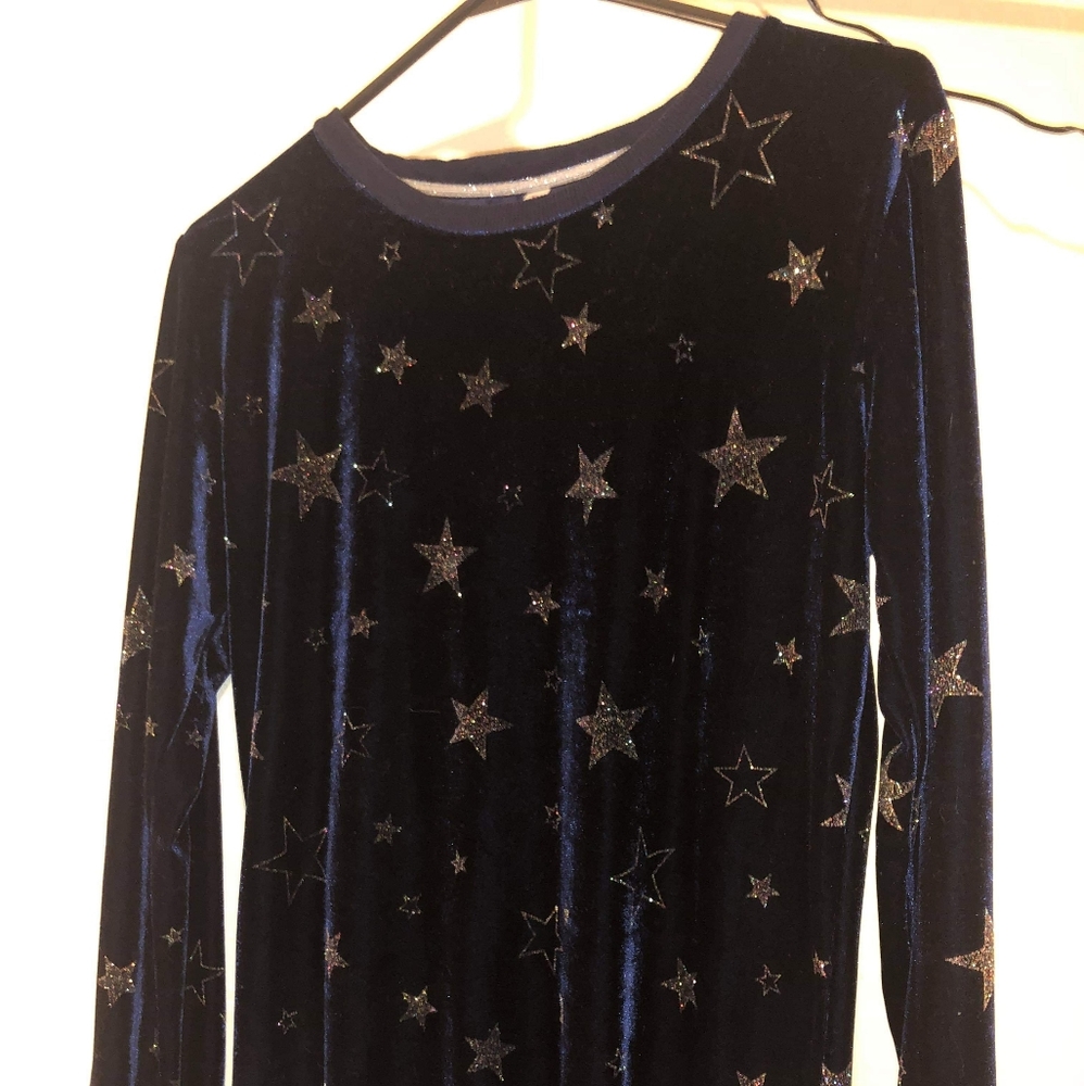 Exhilaration Blue Glitter Star Top
